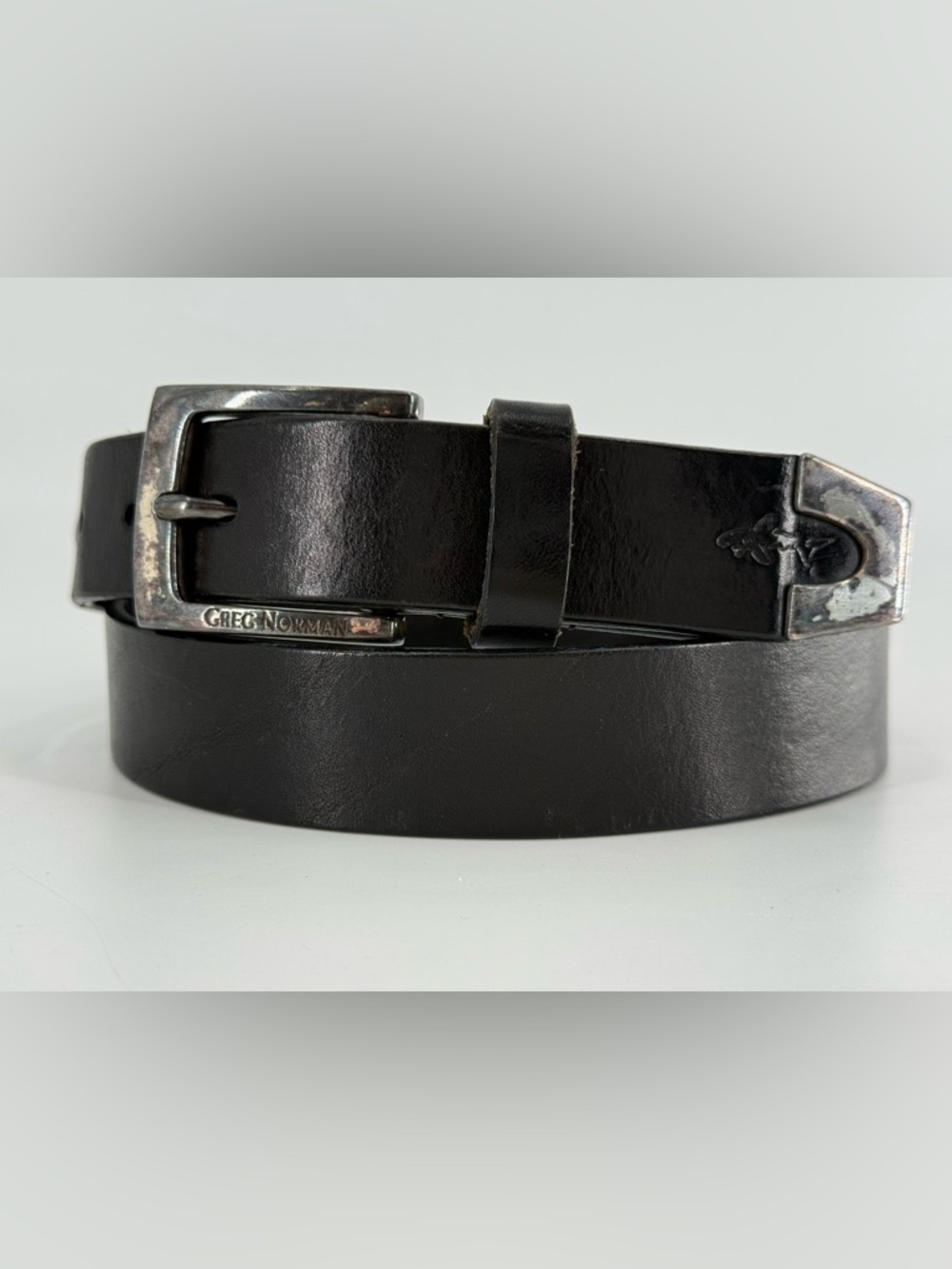 Greg Norman Vintage Black Leather Belt 34